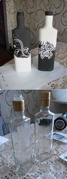 Черно-белый декор бутылочек (+ маленький МК) ...