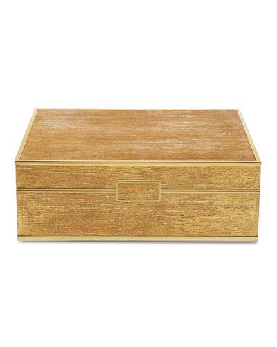 AERIN	 Large Gold Linen Jewelry Box