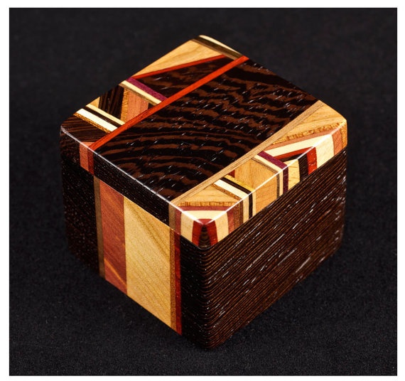 geometric patterened wooden box
