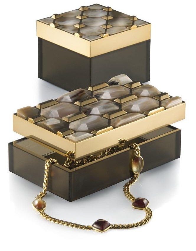 Italian Designer Gold Gilded Horn Jewelry Box Sharing & Inspiring Hollywood Inte...