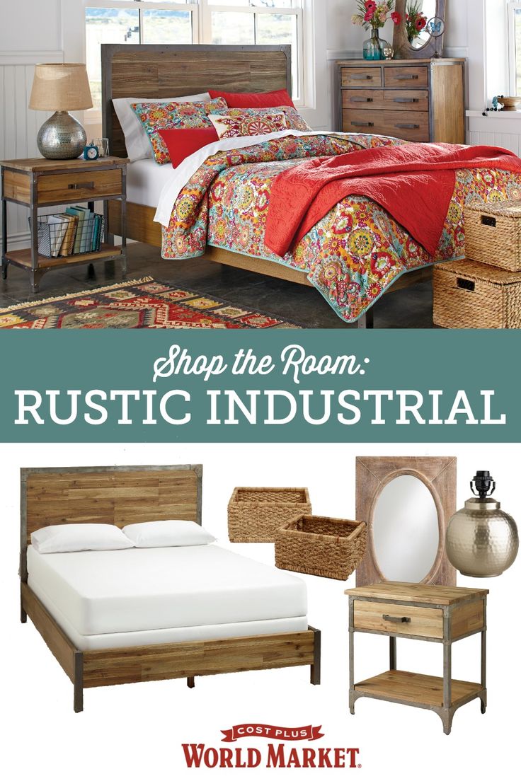 Combine industrial and rustic elements to create a warm and inviting bedroom tee...