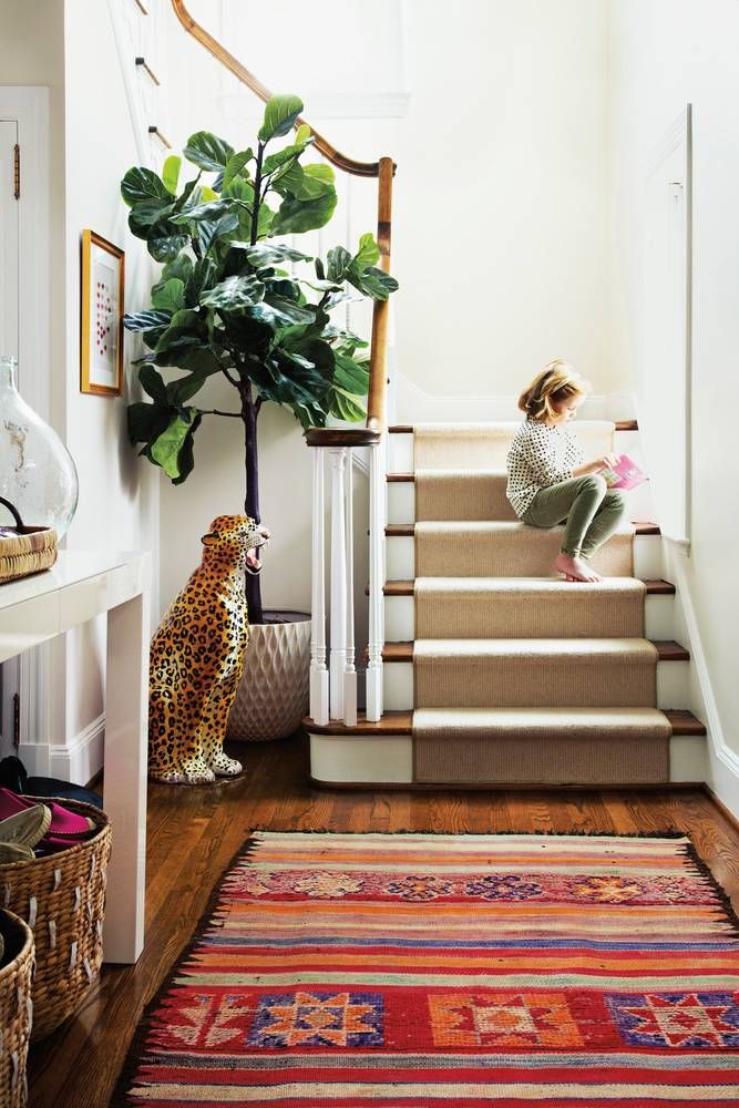 quirky statement leopard and bold kilim rug for the win!...