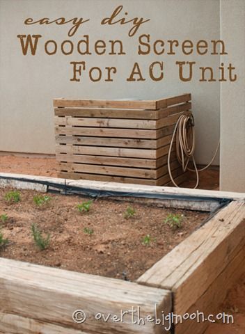 DIY Wooden Screen to cover the AC Unit! GENIUS!...