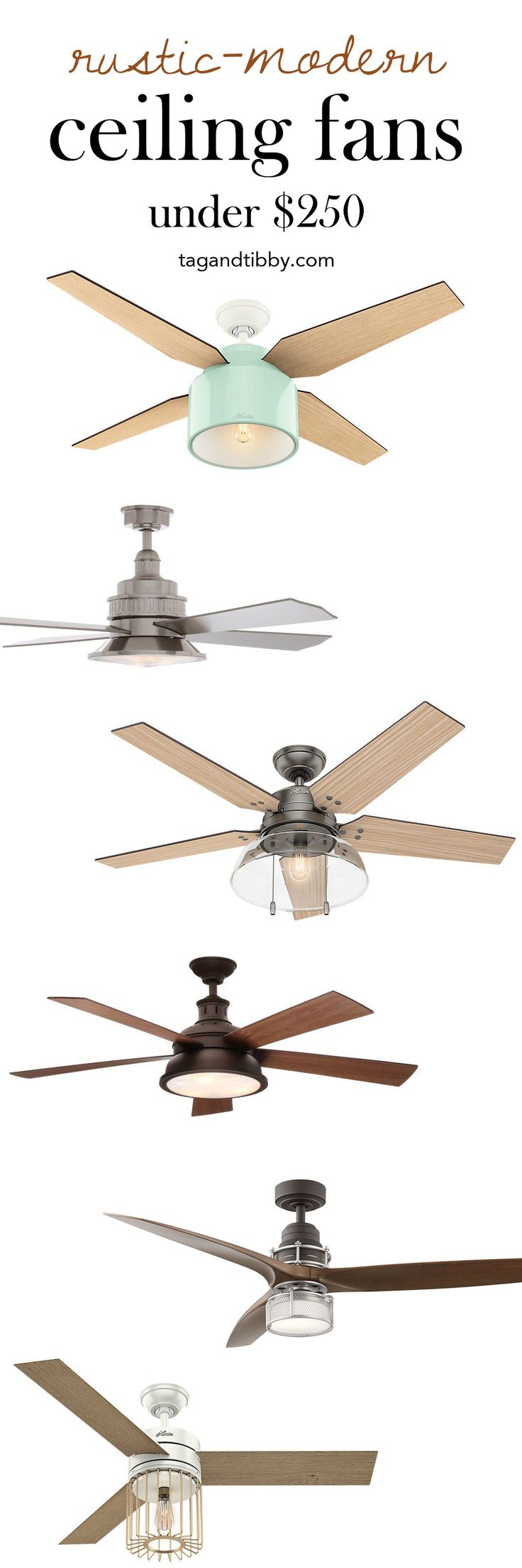 the best rustic-modern ceiling fans for under $250 | tag&tibby