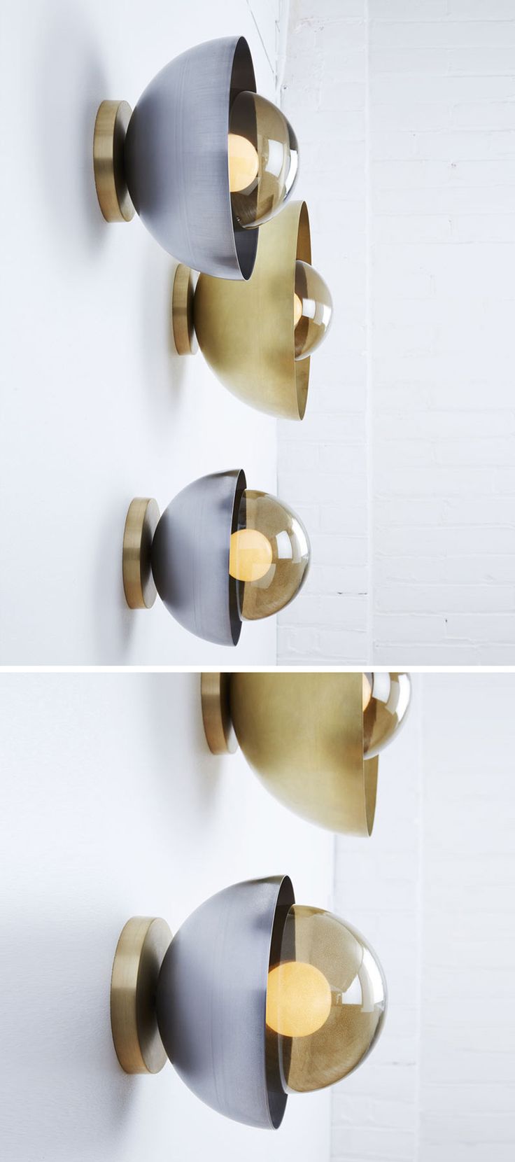 The metallic materials allow these modern wall light fixtures to reflect light, ...