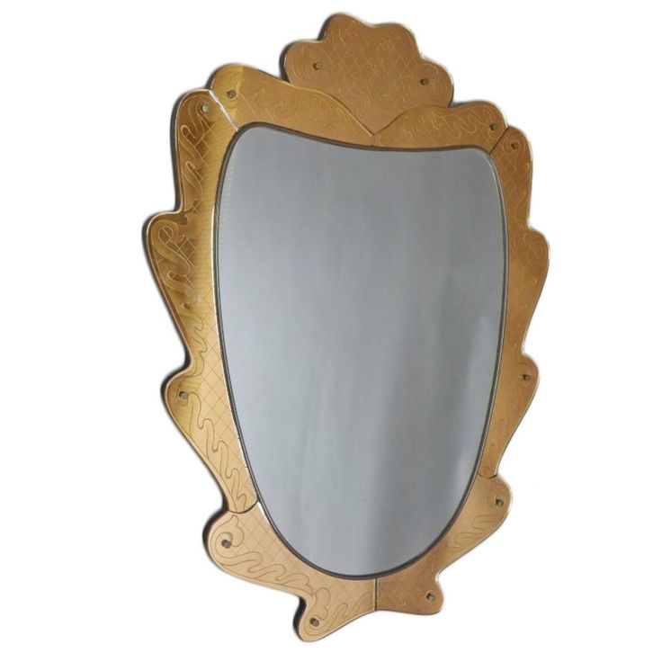 1940s Fontana Arte Etched Glass Mirror