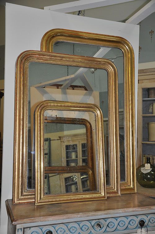 19th C. French Louis Philippe mirrors with gold gilt.