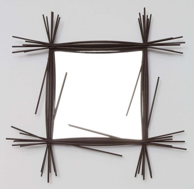 Colette Gueden; Enameled Metal and Glass Wall Mirror, c1950....