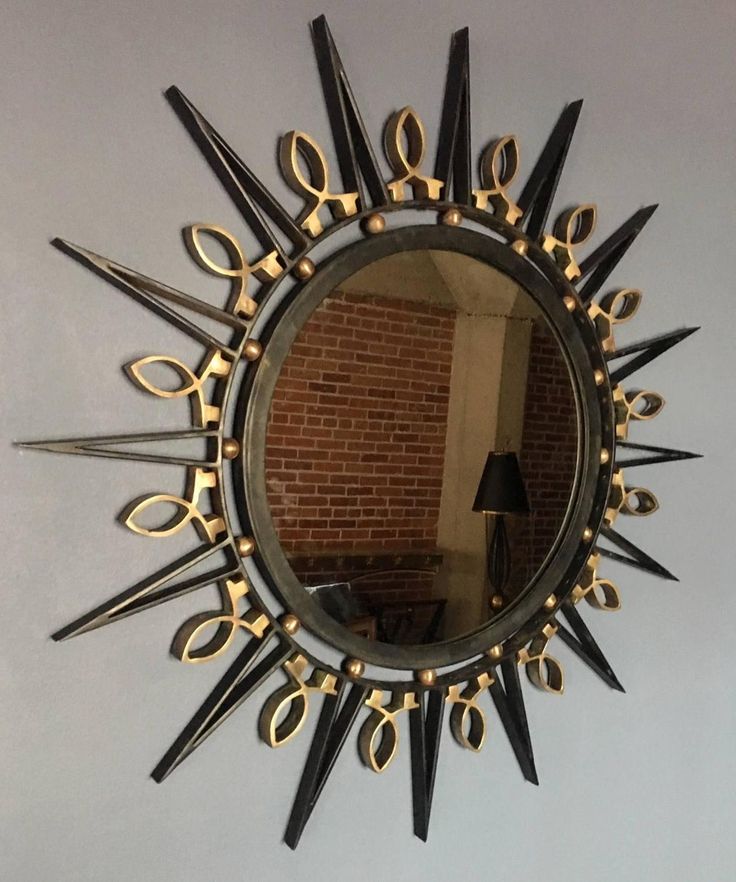 Exceptional 1950's Arturo Pani, Iron and Solid Brass Accents , Mirror | 1stdibs.com