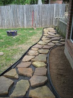 Instructions to make a rock walkway in backyard...