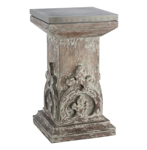 Aged European Country Hand Carved Column Side Table | Kathy Kuo Home...