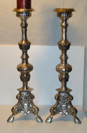 Antique Indo Persian Iran Iraq Candle Sticks Nickle - Outstanding Marketplace, B...