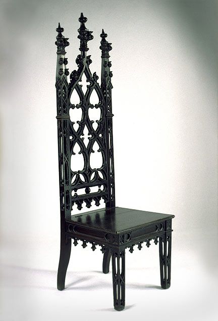 Gothic Revival Mahoganized Oak Hall Chair...