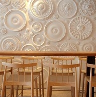 monotone, ceiling medallions painted same color as wall---for contrast, arrange ...