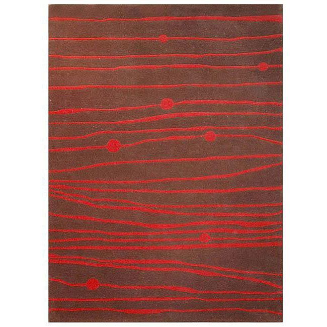 Hand-tufted Red Zoom Wool Rug (6' x 9')