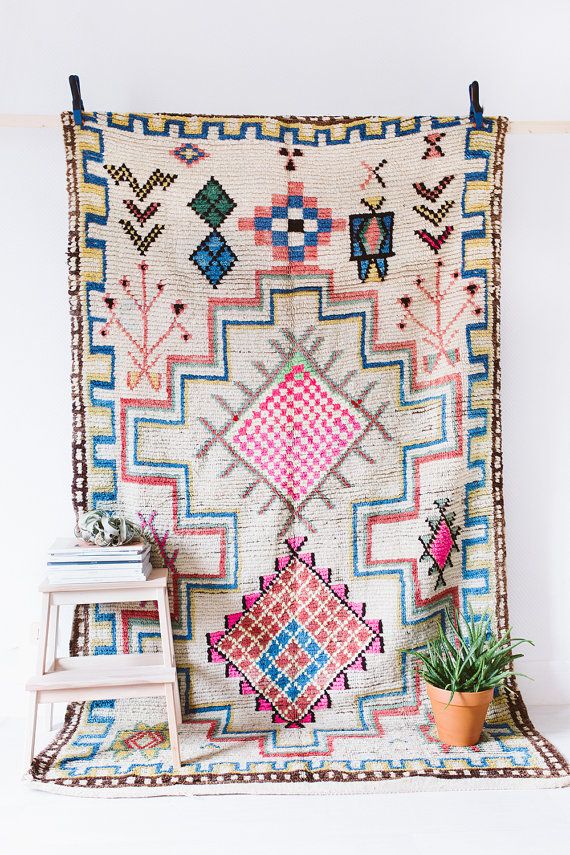 Vintage Moroccan Boucherouite Ourika Rug, "The Imogen", Colorful Rug, ...