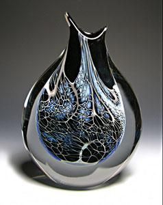 Black Amethyst Silver Veil Flask Vase by Robert Burch (Art Glass Vase) | Artful Home