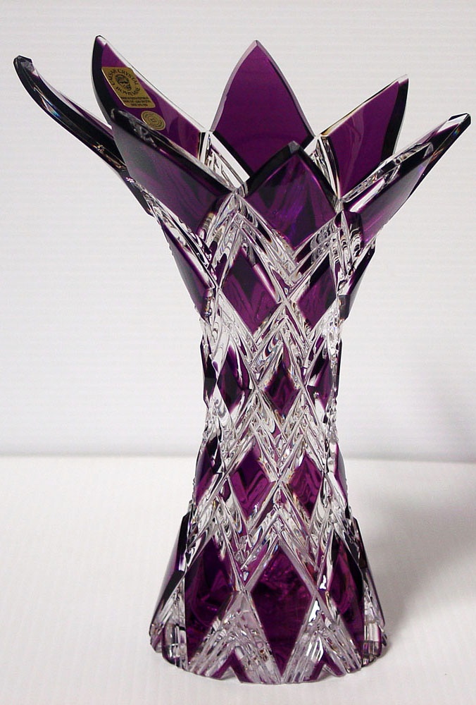 Cased violet glass Harlequin Vase from Caesar Co....