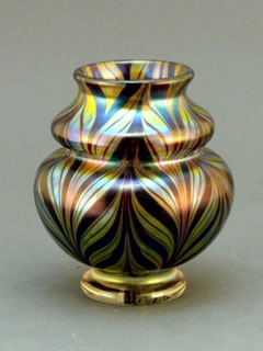 Gold Feather Vase (miniature) from Orient & Flume Art Glass