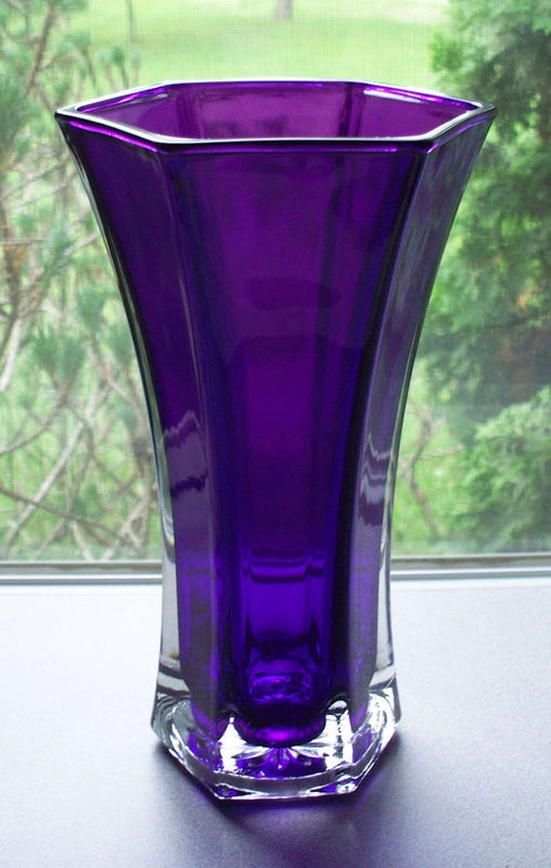 Details about Vtg Hoosier Glass Vase Cased Rare Purple 1940-50s Tall