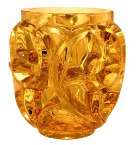 Lalique amber vase