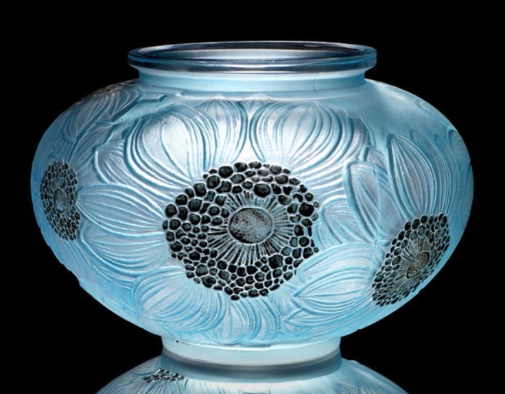 René Lalique  'Dahlias' a Vase, design 1923  frosted glass, heightened ...