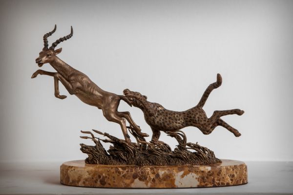 #sculpture by #sculptor Вezpally VALERON titled: 'Hunting the Antelope (Le...