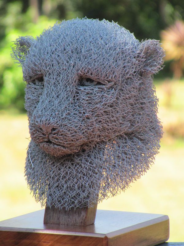 Chicken Wire #sculpture by #sculptor Ivan Lovatt titled: 'Cheetah (Wire Mesh Hea...