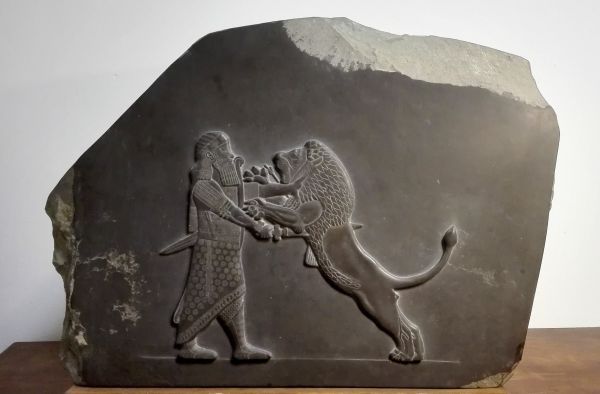 Black Limestone #sculpture by #sculptor STEPHEN TOPFER titled: 'Ashurbanipal (Re...