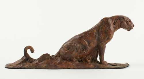 #Bronze #sculpture by #sculptor David Mayer titled: 'Leopard Maquette (Small Bro...
