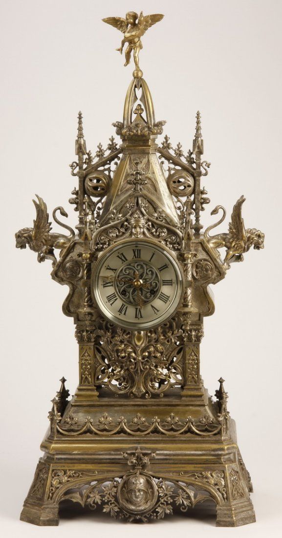 19th c. bronze clock.