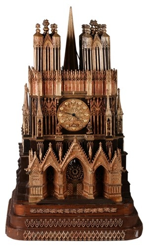 A 19th century Rheims Cathedral Striking Mantel Clock