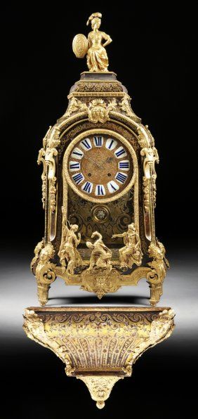 A LOUIS XIV LACQUERED BRONZE MOUNTED AND BRASS INLAID TORTOISESHELL BOULLE BRACK...