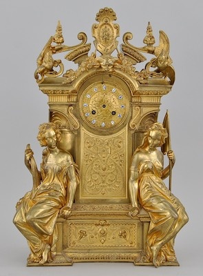 A Napoleon III D'Ore Bronze Figural Mantel Clock by Jean-François Denière ...
