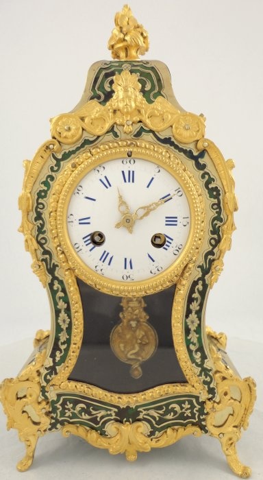Antique French green boulle mantel clock