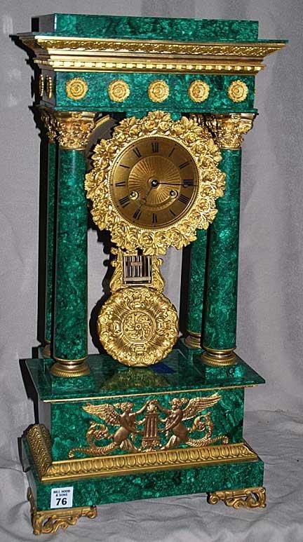 Tiffany Malachite Portico Clock