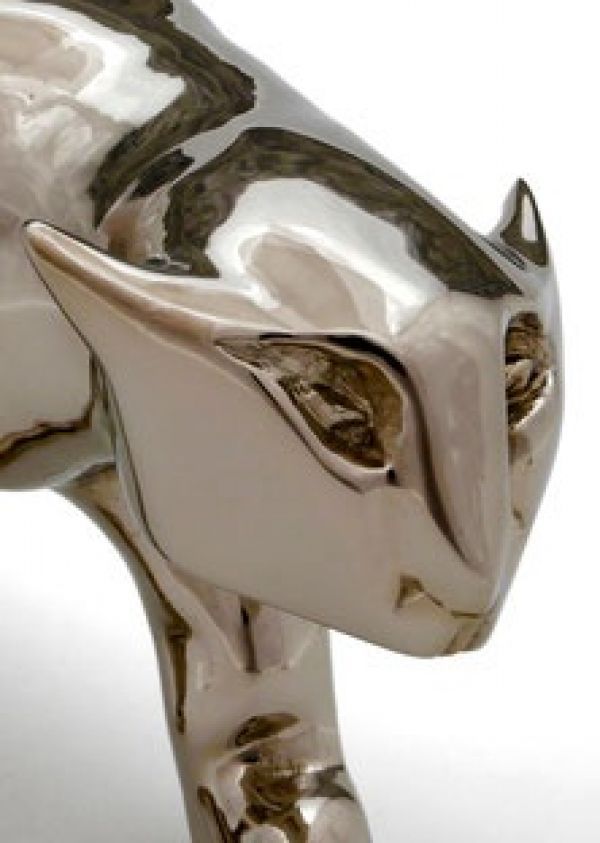 #Bronze #sculpture by #sculptor Ágnes Nagy titled: 'Crawling Jaguar (Small ...
