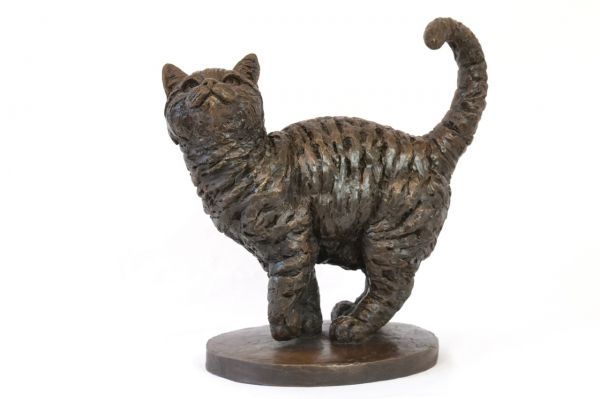 Cold Cast Bronze #sculpture by #sculptor Tanya Russell titled: 'Cat (Small Bronz...