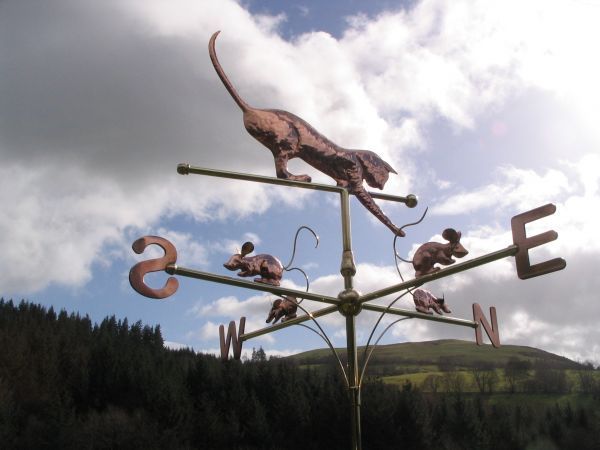 #Copper and #brass #sculpture by #sculptor Stanley Jankowski titled: 'Cat and Mo...