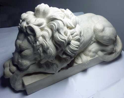 French #limestone #sculpture by #sculptor Thomas Brown titled: 'Baroque Lion aft...