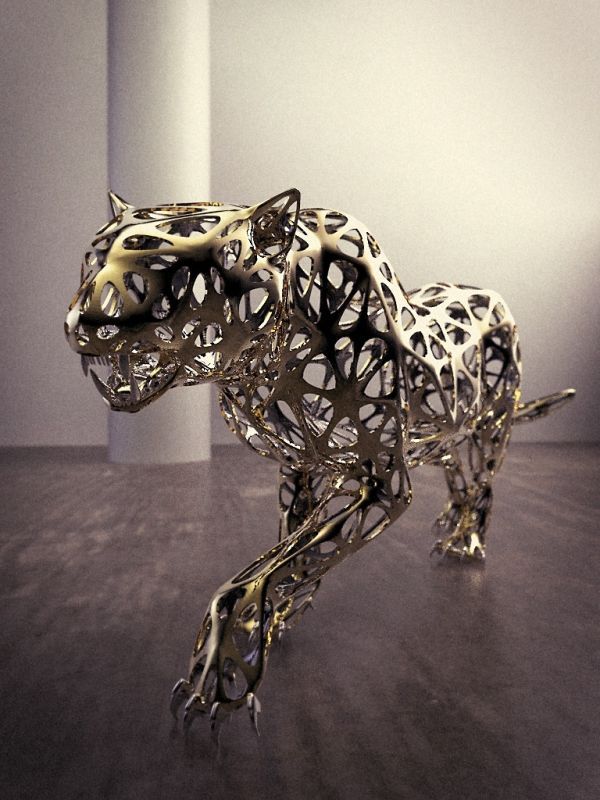 Stainless #steel #sculpture by #sculptor Sebastian Novaky titled: 'Leopard (Life...