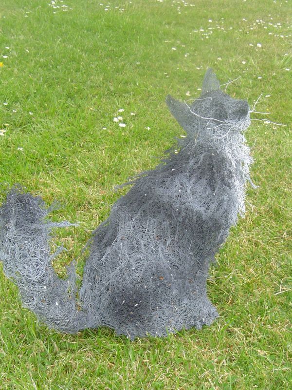 #Wire #sculpture by #sculptor Lucia Corrigan titled: 'Long haired Cat (Wire Nett...