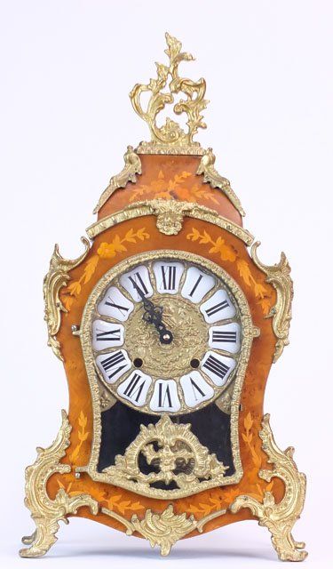 20C ROCOCO STYLE WOOD MANTLE CLOCK - Love the color.