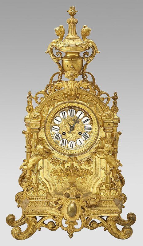 280: Louis XVI style French gilt bronze mantle clock : Lot 280