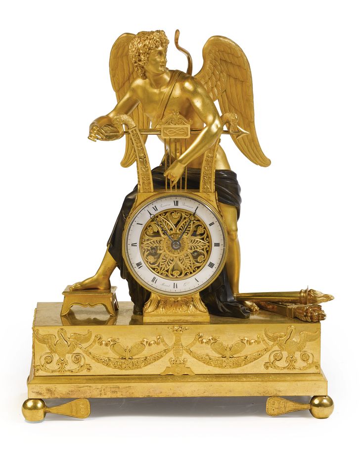 An Empire ormolu and patinated bronze mantel clock<br><p>circa 1810,...