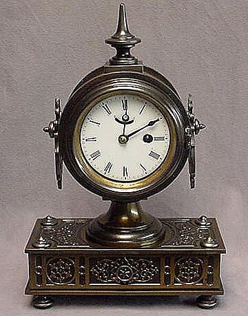 Antique ~ IRON ~ Boudoir Dresser Clock ~ c1870 ~ Porcelain Dial...