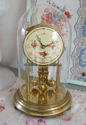 Glass domed anniversary clock  www.vintagelifest... -  -Sold