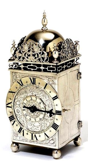 Lantern clock of silver, David Bouquet, 1650, The Victoria & Albert Museum...