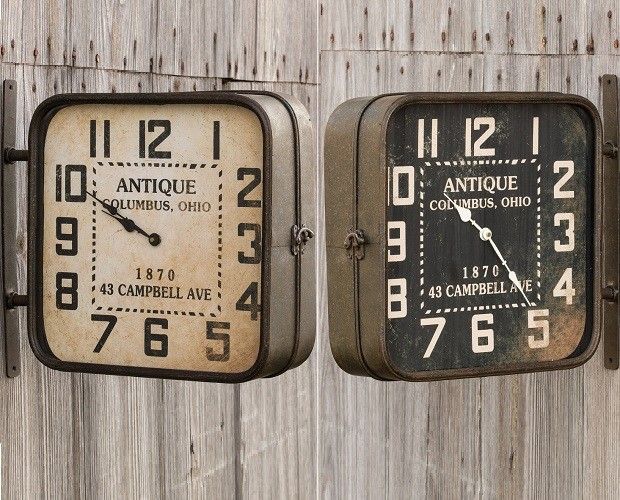 Double Sided Hanging Clock | Square Wall Clock...