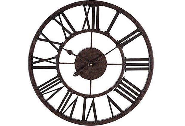 Large Metal Wall Clock With Roman Numerals - From Antiquefarmhouse.com - www.ant...